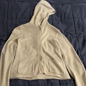 Esprit Cream Button Up Knit Hoodie - S